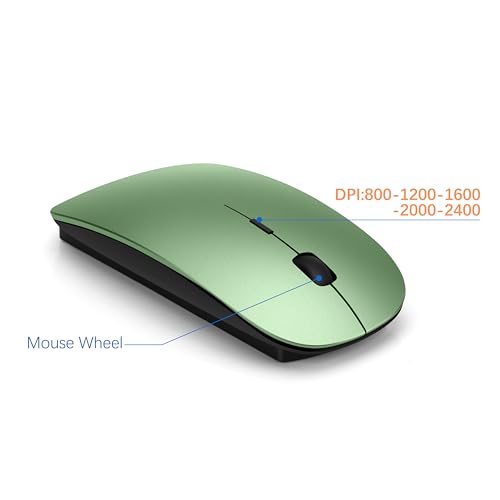 Wireless Keyboard and Mouse Ultra Slim Combo, TopMate 2.4G Silent Compact USB 2400DPI Mouse and Scissor Switch Keyboard Set with Cover, Batteries Included, for PC/Laptop/Windows/Mac - Green Black - color: Green Black