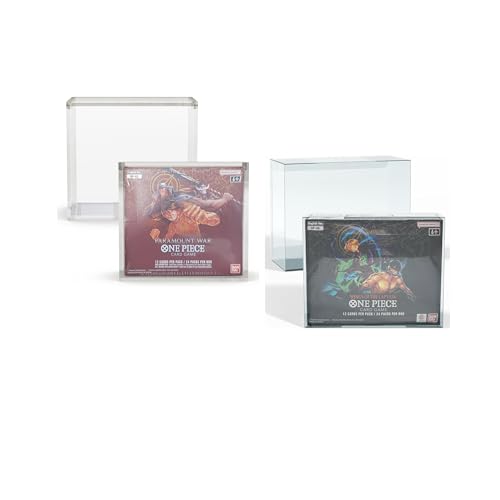 Acrylic Display Case Compatible with One Piece TCG Booster Box + 5 Clear PET Protector Cases Bundle
