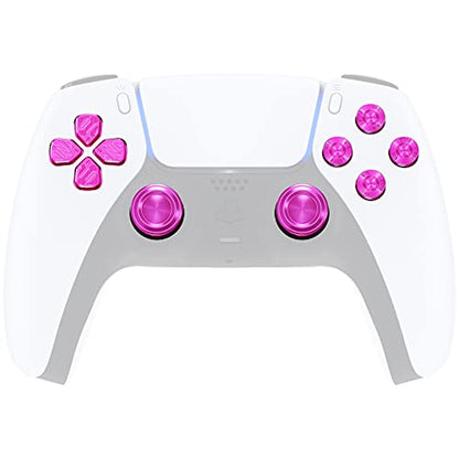 eXtremeRate PS5 컨트롤러용 퍼플 메탈 썸스틱 Dpad ABXY 버튼, 맞춤형 교체 알루미늄 아날로그 엄지 스틱 및 액션 버튼 및 방향 키 - 컨트롤러 없음 - color: 퍼플.