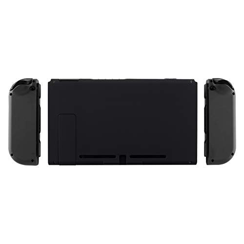 eXtremeRate Soft Touch Grip Black Console Back Plate DIY Replacement Housing Shell Case for Nintendo Switch Console with Kickstand – JoyCon Shell NOT Included - color: Black