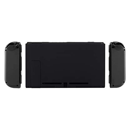 eXtremeRate Soft Touch Grip Black Console Back Plate DIY Replacement Housing Shell Case for Nintendo Switch Console with Kickstand – JoyCon Shell NOT Included - color: Black