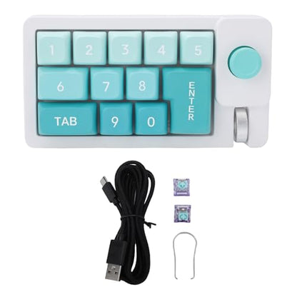 Fabater Mechanical Number Pad, Wired USB Numeric Keypad with 12 RGB LED Backlight and Joystick Roller, 12 Keys Macro Keyboard for Laptop PC Gaming, Numpad for Laptop Computer (Green) - color: Green
