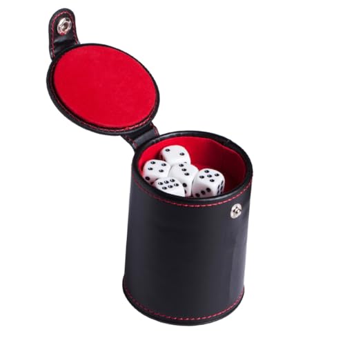 PU Leather Dice Shaker Cup with Quiet Felt Lining Double-Layer Dice Storage Compartment Lightweight Portable for Table and Board Games
