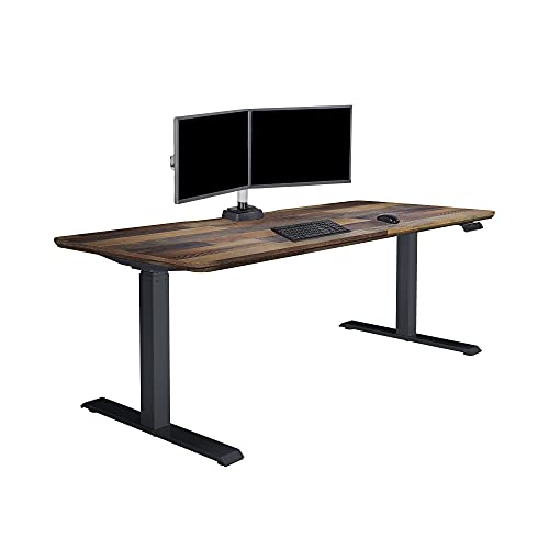 Vari Classic Electric Standing Desk - VariDesk Height Adjustable Sit/Stand Desk - Dual Motor with Memory Presets, Stable T-Style Legs - Gaming or Home Office Workstation - 72”x30”, Reclaimed Wood - color: Reclaimed Wood / Slate Legs, size: 72 in x 30 in