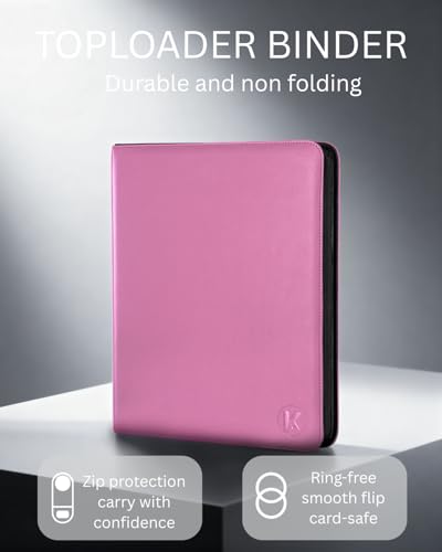 Top loader Binder - Holds 324+ Top Loaders for Cards, 9 Pocket Top Loader Binders with Sleeves for 3" x 4" Rigid Card Holders for Baseball, Football and other Cards (Pink) - color: Pink