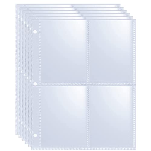 50 Pack 400 Pockets 2.5x3.5 Trading Card Sleeves,A5 Binder 4 Pocket Card Sleeves,Double-Sided 4 Pocket 6.1x7.6 Page Protector,Ultra-Clear Game Card Sheets for A5 Mini 3 Ring Binder - color: 50 Pack