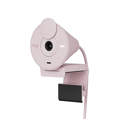 Logitech Brio 300 Full HD Webcam, auto Light Correction, Noise reducing mic, Privacy Shutter, USB-C, Works with Microsoft Teams, Google Meet, Zoom, for Streaming and Video Calling - Rose - color: Rose