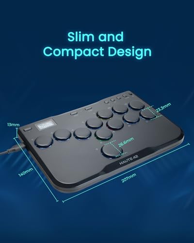JZW-Shop Haute42 Leverless Arcade Stick P12, All-Button Arcade Controller | Compatible with PC, PS4, PS3, Steam Deck, Switch, Turbo & Custom RGB, Supports Hot-Swap & SOCD