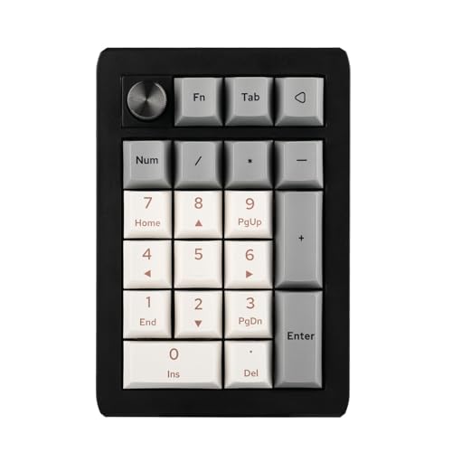 EPOMAKER EK21 VIA Gasket Number Pad w/ 1000mAh Battery, BT 5.0/2.4GHz/Wired | Hot-Swap Numpad with Aluminum Alloy knob, Programmable for Win/Mac/Gaming (Black Silver, Zebra Switch) - color: Black Silver, size: Zebra Switch