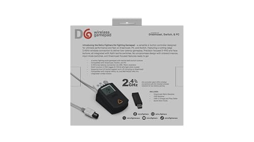 Retro Fighters D6 Dreamcast Wireless Controller for Switch/PC/Dreamcast, Black - color: Black