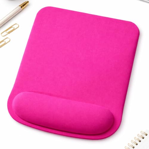Ergonomic Memory Foam Mouse Pad with Wrist Support, Orange, Ultra-Smooth Surface, Anti-Slip Base (Hot Pink, Medium) - color: Hot Pink