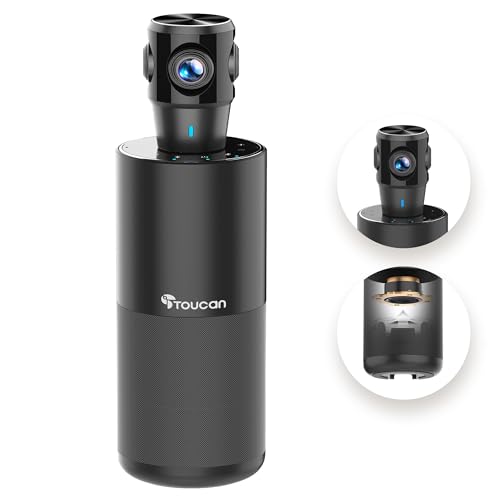 TOUCAN 360-Degree Video Conference Camera, 1080p HD Webcam with 4 Noise Reduction Mics, Speaker, AI Tracking, Works with Zoom, Google Voice, Microsoft Teams and More, for PC/Mac/Tablet - style: SC360+Webcam w/microphones