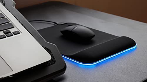 C45E RGB Mousepad with Wrist Rest – Anti-Slip Rubber Base, Soft Foam Support & Customizable RGB Lighting Effects for Comfort and Precision, Suitable for Gaming or Working