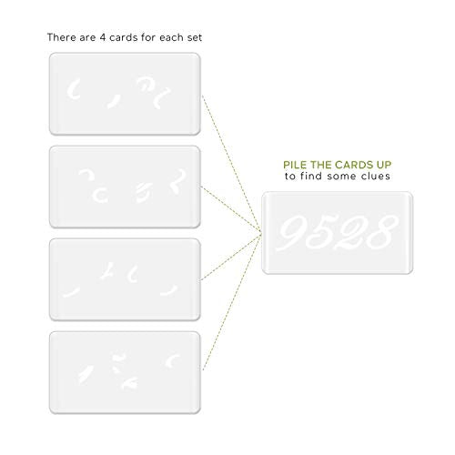 Escape Room Game Password Clue Cards Props Magic Transparent Acrylic Cards for Real Life Puzzle Game Pile Four Cards Up to Get Clues Run Away from Player Adventure Secret Room