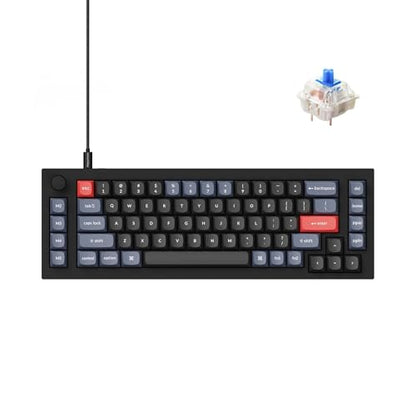 Keychron Q65 Wired 65% Layout Compact Mechanical Keyboard with Knob, Hot-Swappable QMK/VIA Gaming Keyboard Aluminum CNC 1000 Hz Polling Rate Compatible with Mac Windows Linux-Gateron Blue Switch - color: Black-Blue Switch