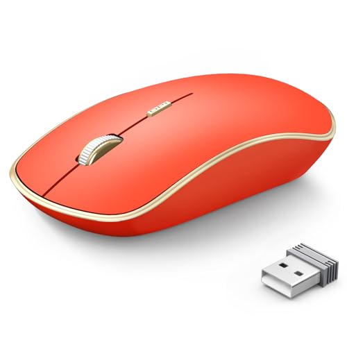 JOYACCESS Wireless Gaming Mouse, Slim Portable USB Mouse for Laptop, Computer, PC (Orange Red) - color: Orange Red