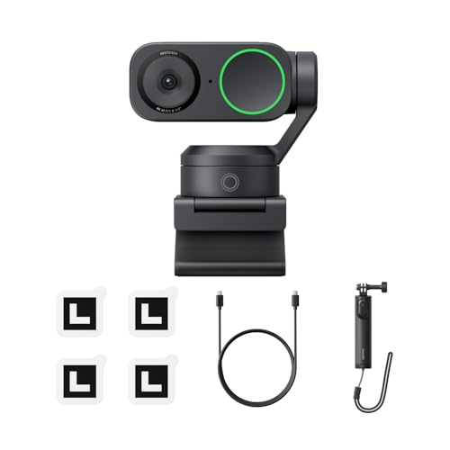 Insta360 Link 2 Tripod Bundle 2.0 - PTZ 4K Webcam for PC/Mac, 1/2" Sensor, AI Tracking, HDR, AI Noise-Canceling Mic, Gesture Control for Streaming, Video Calls, Gaming, Works with Zoom, Teams & More - color: Graphite Black, style: Tripod Bundle 2.0