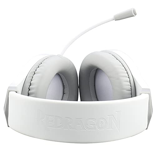 Redragon H260 Hylas Wired Gaming Headset, 50 mm Drivers, Stereo Surround Sound, Noise-Canceling Microphone, Dynamic RGB Backlight, Over-Ear Headphones Works for PC/PS4/XBOX ONE/NS, White
