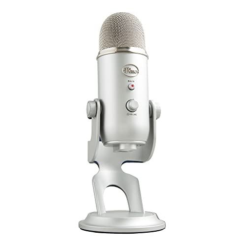 Logitech Creators Blue Yeti USB Microphone for PC, Mac, Gaming, Recording, Streaming, Podcasting, Studio and Computer Condenser Mic with Blue VO!CE Effects, 4 Pickup Patterns, Plug and Play - Silver | Tri-Capsule Condenser USB Mic, 4 Pickup Patterns, Bidi