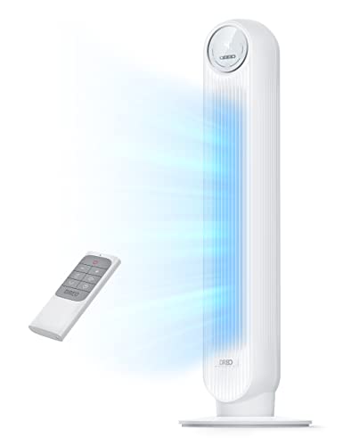 DREO Tower Fan for Bedroom, 28ft/s Velocity, 20dB Ultra Quiet, 8 Speeds | 2026 Upgraded DC Motor, 90° Oscillating, 4 Modes Standing Fan, Bladeless Fan for Indoors, Floor Fans with Remote, White - color: White, size: 36 inch