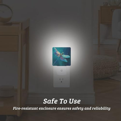 Dragonfly Night Light with Dusk to Dawn Light Sensors, Plug-in Wall Led Night Lights, Energy Efficient Lamp for Bedroom,Bathroom,Kitchen,Hallway,Stairs, Gifts Ideal for Girls Women - color: Dragonfly