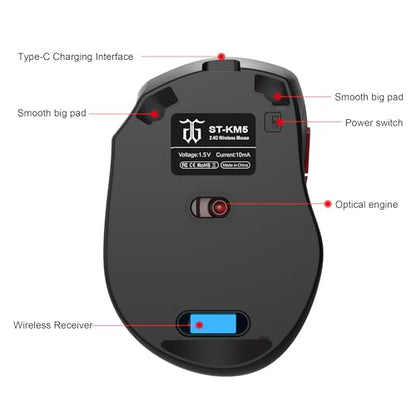Snpurdiri 60% Wireless Gaming Keyboard and Mouse Combo, Include 2.4G Small Mini 60% Merchanical Feel Keyboard, Ergonomic Design Vertical Feel Wireless Mouse | Include Small Mini 60 Percent Keyboard, Ergonomic Design Vertical Feel Wireless Mouse - color: B