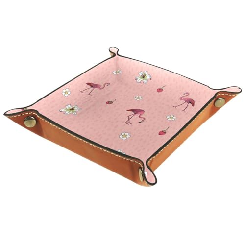 Flamingo Flowers Dice Tray PU Leather Dice Rolling Tray Folding Dice Holder for Dice Games, Like RPG, DND and Other Table Games - color: Multi 2