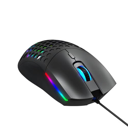 Cuifati Hollow Design RGB Backlit Wired Mouse, Ergonomic 6400DPI Optical Gaming Mouse 6 Buttons USB Plug Play, Lightweight 99g Computer for Gaming and Work, Premium ABS Durable (S500 White) - color: S500 White