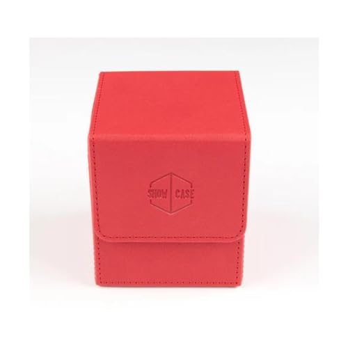 Showcase Deck Box with Display Window for Trading Card Games, Holds 100+ Double-Sleeved Cards, PU Leather, Magnetic Closure, Case for Magic MTG, Commander, Lorcana, TCG, CCG Red - color: Red
