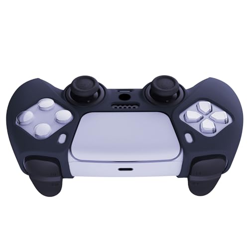 PlayVital Midnight Blue Pure Series Anti-Slip Silicone Cover Skin for ps5 Controller, Soft Rubber Case for ps5 Wireless Controller with Black Thumb Grip Caps - color: Midnight Blue