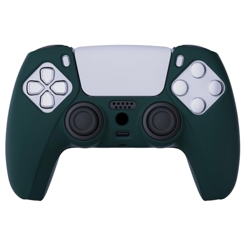 PlayVital Racing Green Pure Series Anti-Slip Silicone Cover Skin for ps5 Controller, Soft Rubber Case for ps5 Wireless Controller with Black Thumb Grip Caps - color: Racing Green