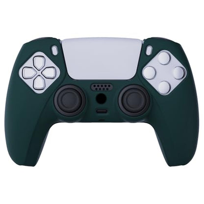 PlayVital Racing Green Pure Series Anti-Slip Silicone Cover Skin for ps5 Controller, Soft Rubber Case for ps5 Wireless Controller with Black Thumb Grip Caps - color: Racing Green