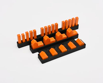 Settlers Game Piece Organizer - Storage Trays for Catan-Ages 14+ | 4 Black Plastic Holders, 3 Compartments Each, 5 x 3 x 0.5 in, Fits Standard Components, Tabletop Accessory Adults