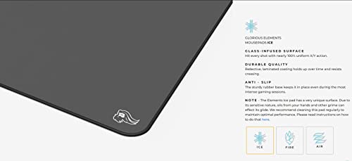 Glorious Elements Mousepad - XL Mouse Pad - Glass Infused Flexible Cloth Computer Desk Pad for Speed Gaming 15"x17" (ICE) - color: Ice