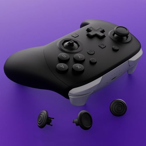 eXtremeRate ThumbsGear Interchangeable Ergonomic Thumbsticks for Nintendo Switch 2 Pro Controller, Replacement Analog Thumb Sticks & Tools, 2 Height Adjustable Convex & Concave Grip Joysticks - Black - color: Black