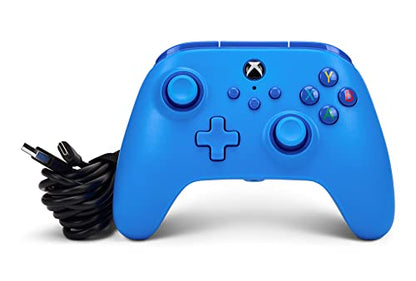 PowerA Wired Controller for Xbox Series X|S - blue, gamepad, video game/gaming controller, works with Xbox One, Officially Licensed - style: Blue