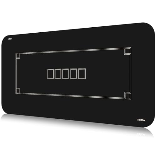 HEITOK Texas Hold'em Poker Mat 70" x 35", Water-Repellent, Noise-Reducing, Non-Slip Texas Hold'em Poker Table Top with Portable Carrying Bag for Poker Games | 6 players, non-slip rubber base, water-repellent surface, stitched edge, casino-style layout, we
