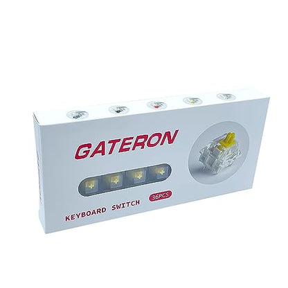 Gateron Milky Yellow Pro V2 Switches, Pre-lubed Linear 5 pin for All MX Mechanical Keyboard (36PCS, Milky Yellow Pro) - color: Milky Yellow Pro V2, size: 36pcs