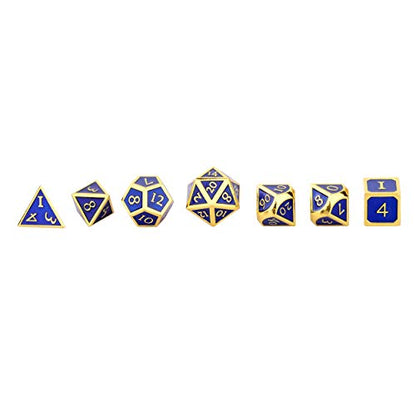 HEIMDALLR Metal D&D Dice Set 7 pcs - Dice Box & Velvet Dice Bag; Metal DND Dice Set D&D (Dungeons and Dragons) w D20 - Blacksmith Craft Dice (Lapis Lazuli) - color: 13 Lapis Lazuli