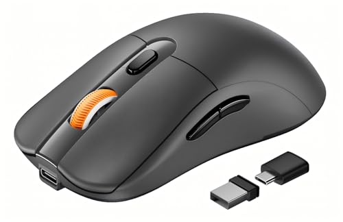 ProtoArc EM15 USB C Mouse, Tri-Mode Bluetooth Mice for Laptop, Gray | 68g Ultra-Light, Full-Size Ergonomic Design, Silent Clicks, Rechargeable, Dual Receivers (Type-C & USB-A), for Windows, Mac - color: Gray