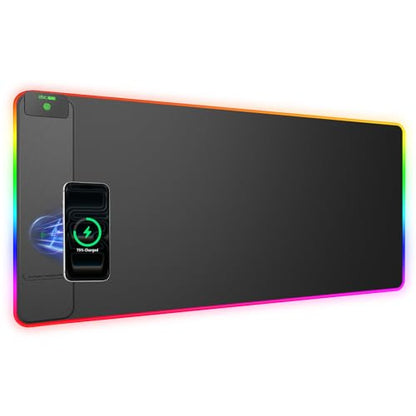Wireless Charging Mouse Pad Gaming, 31.5"x15.8" Large Desk Mat, Waterproof | RGB Mousepad, Smooth Glide, Stitched Edge, Non-Slip Rubber Base, Desk Pad Computer Keyboard Mat, No Adapter - color: RGB-31.5"x15.8"