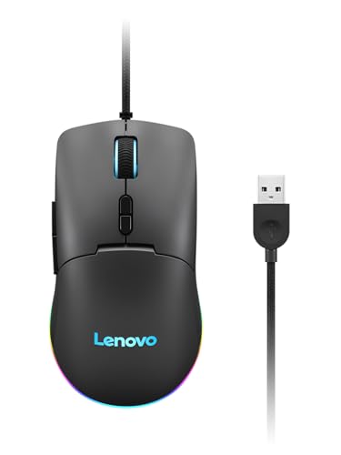 Lenovo M210 RGB Wired Gaming Mouse for PC, Laptop, Computer with Windows & Chrome OS - 3 Zone RGB, 8000 DPI Adjustable Sensor, 7 Programmable Buttons – Palm Grip Mouse for Gamers (Black) - color: Black M210 RGB
