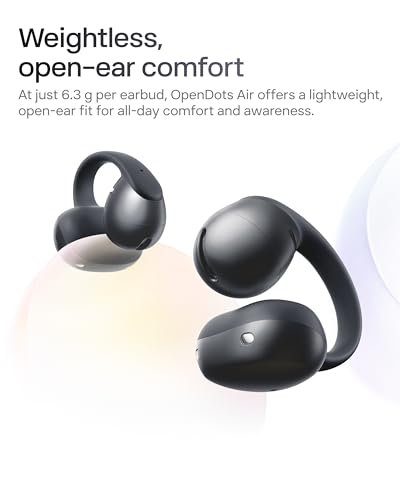 SHOKZ OpenDots Air Open-Ear Clip-On Bluetooth Earbuds, Black, Touch Control | Bluetooth 6.1, 36 hours. Battery, IP55, deep bass, clear calls, secure fit, work and sports - color: Black