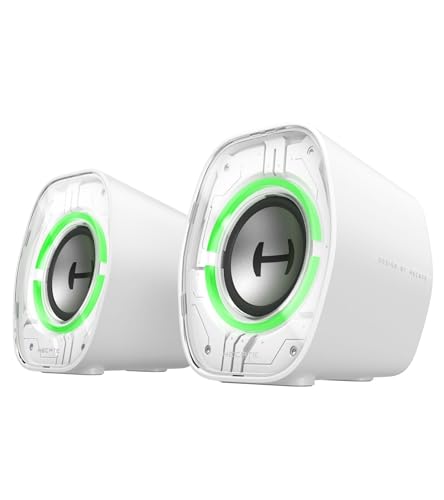 Edifier G1000 II Desktop Computer Speakers for Gaming, 2.5" Full-Range Driver & Enhanced Bass, Bluetooth 5.4 USB-C AUX, 9 Dynamic RGB Lighting Modes for PC - White - color: White