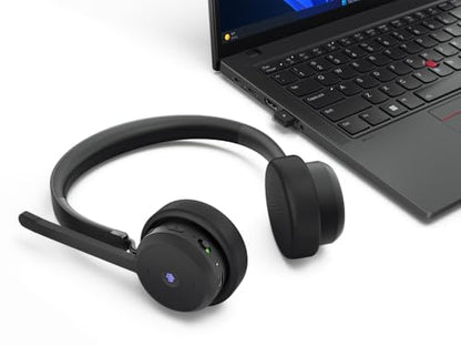 Lenovo Wireless VoIP Headset Teams Certified, Noise-Canceling Mic, Bluetooth 5.3 Multipoint, USB-A Receiver, 31-Hour Talk & 60-Hour Playback, Lightweight Over-Ear Design, Replaceable Earcups - style: Wireless - ENC (Teams)
