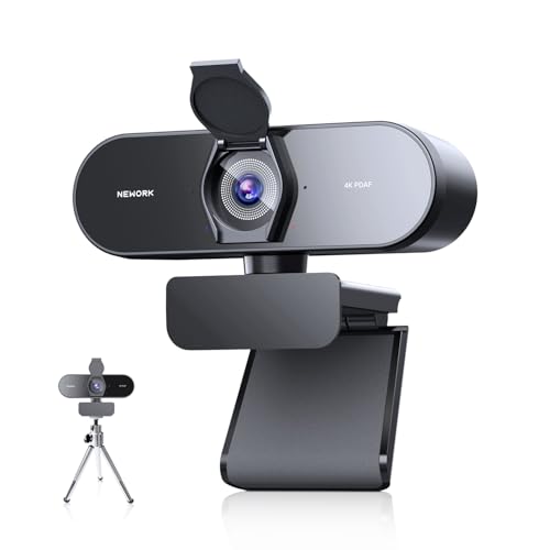 4K Webcam for PC with PDAF & CDAF Dual-autofocus, Ultra 4K HD, 2 Noise Reduction Mics, Auto Light Correction, Privacy Cover & Tripod, 79°FOV, Streaming Camera for PC, Mac, Laptop, Video Calls - color: 4K Fast Focus + Tripod