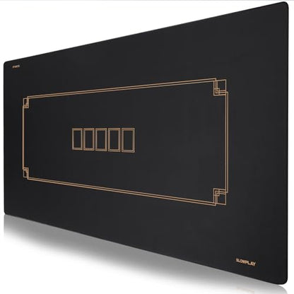 SLOWPLAY Godel Texas Hold'em Poker Mat 94x47 Inch | Poker Table Top with Hemmed Edges, Extra Water Repellent, Noise Reduction | Super Portable for Games Everywhere (Black and Champagne Gold) - color: 94 X 47 Inch