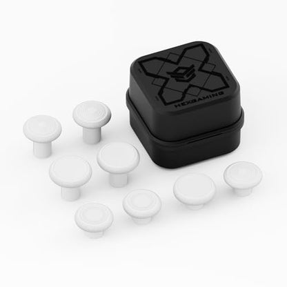 HEXGAMING 8-Pack Replacement Thumbsticks Caps, White | 2 Height, Domed & Concave Grips, for Phantom & Ultimate Pro Controllers, Base Part NOT Included - color: White