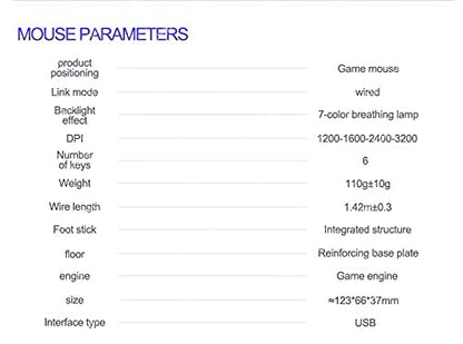 Gaming Mouse Wired,6 Buttons, 4 Adjustable DPI Up to 3200 DPI, 7 Circular & Breathing LED Light, Multifunction Wired Mouse Used for Games and Office (Black) - color: Black