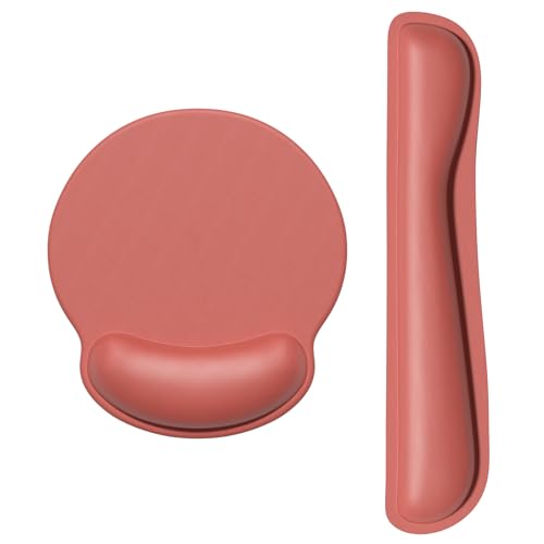 Dapesuom Keyboard Wrist Rest and Mouse Pad with Wrist Support, Memory Foam Cushion for Keyboard and Mouse Set, Ergonomic Desktop Pad Rests with Non Slip Base for Easy Typing & Pain Relief, Indian Red - color: A-indian Red